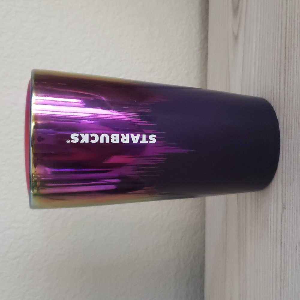 Starbucks Coffee Iridescent Oil Slick Ceramic Tumbler with lid